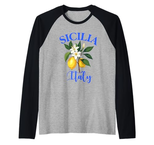 Sicilia Italien Souvenir Sizilianische italienische Erinnerung Männer Frauen Raglan von Sicilia Italia souvenir Lemons