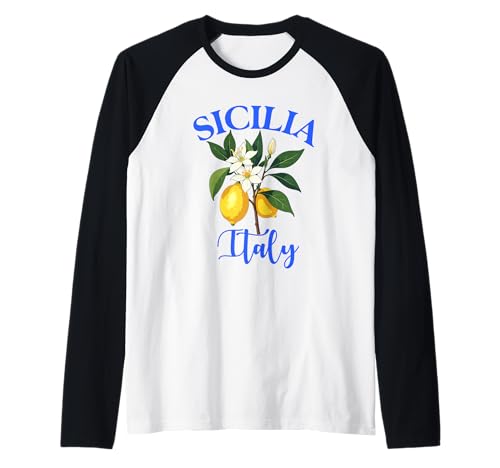 Sicilia Italien Souvenir Sizilianische italienische Erinnerung Männer Frauen Raglan von Sicilia Italia souvenir Lemons