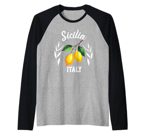 Sicilia Italien Souvenir Sizilianische italienische Erinnerung Männer Frauen Raglan von Sicilia Italia souvenir Lemons