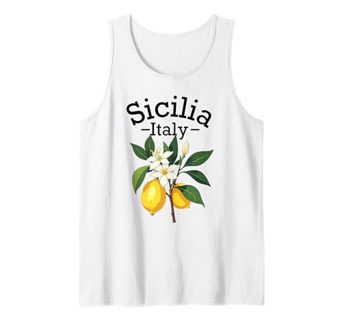 Sicilia Italien Souvenir Sizilianische italienische Erinnerung Männer Frauen Tank Top von Sicilia Italia souvenir Lemons