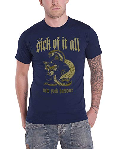 Sick Of It All T Shirt Panther Band Logo Nue York Hardcore offiziell Herren Navy von SICK OF IT ALL