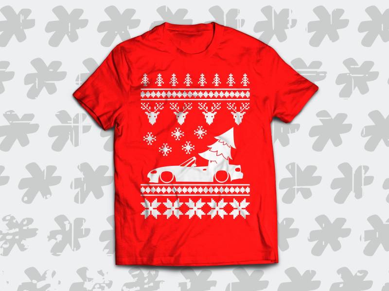 Mazda Mx-5 Miata Nb 1997-2005 Weihnachts-T-Shirt. Die Zweite Generation Von Roadster Weihnachtsbaum T-Shirt Für Die Weihnachtszeit von SickTshirts