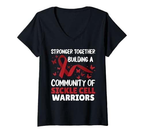 Damen Stronger Together Building A Community Sickle Cell Warriors T-Shirt mit V-Ausschnitt Damen Stronger Together Building A Community Sickle Cell Warriors T-Shirt mit V-Ausschnitt von Sickle Cell Disease, Awareness Ribbons