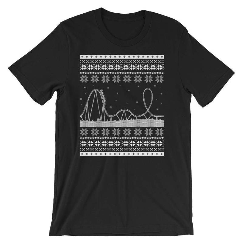 Achterbahn Karneval Szene Ugly Christmas Sweater Style Kurzärmeliges Unisex T-Shirt von SickofworkDesigns