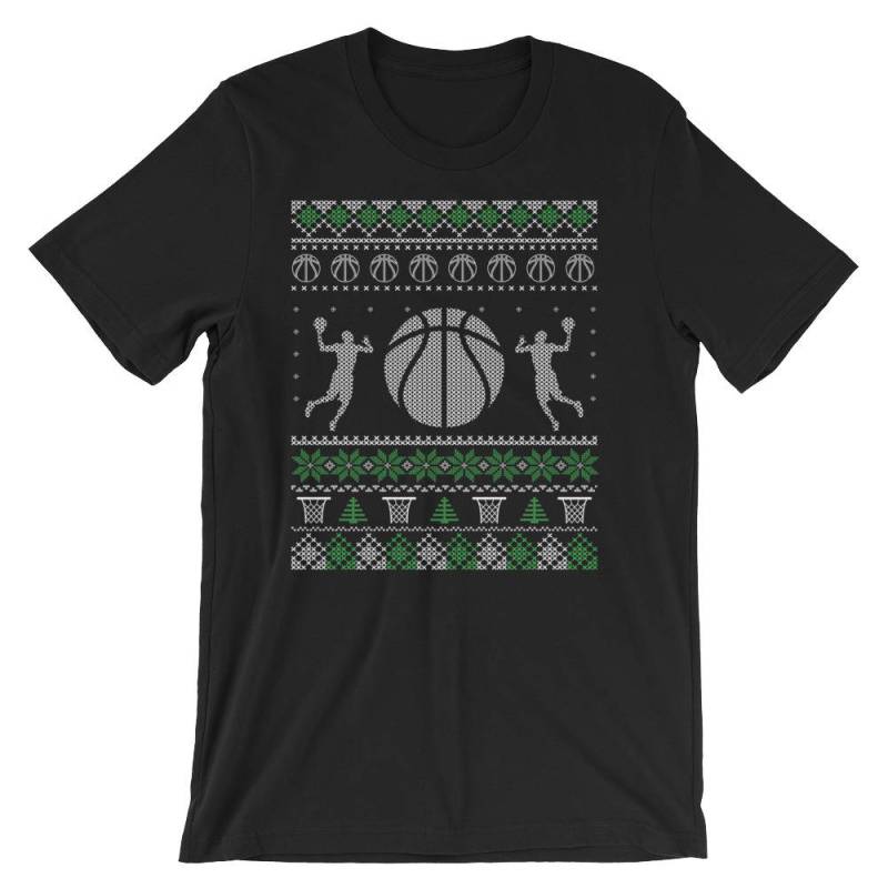 Basketball Ugly Christmas Sweater Style Kurzärmeliges Unisex T-Shirt von SickofworkDesigns