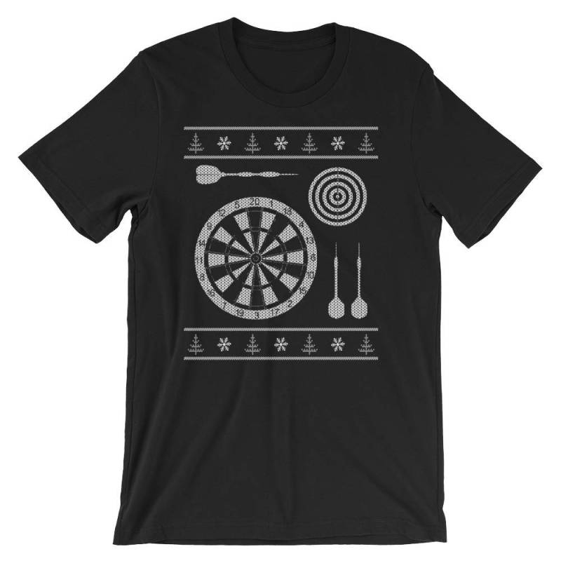Darts & Dart Board Ugly Christmas Sweater Style Kurzärmeliges Unisex T-Shirt von SickofworkDesigns