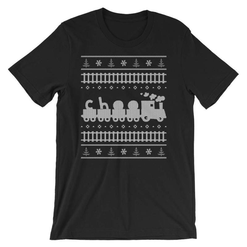 Model Züge Hässliches Weihnachtspullover Style Kurzärmeliges Unisex T-Shirt von SickofworkDesigns