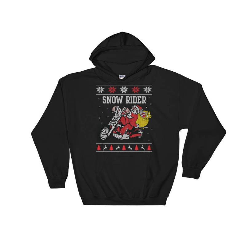 Santa Snow Rider Motorrad Ugly Christmas Sweater Style Kapuzenpullover von SickofworkDesigns