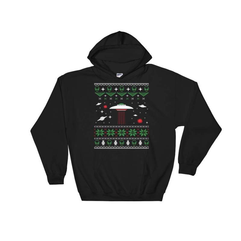Sci Fi Fliegende Unterteller Ufo Und Alien Ugly Weihnachten Kapuzenpullover Sweatshirt von SickofworkDesigns