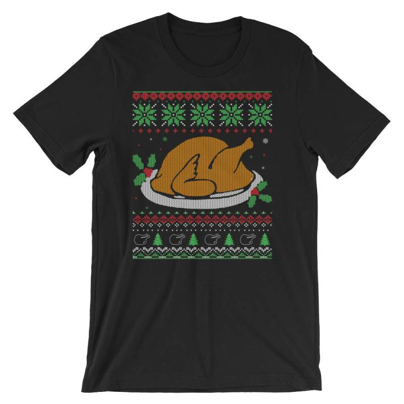 Ugly Christmas Sweater Style Thanksgiving Türkei Kurzärmeliges Unisex T-Shirt von SickofworkDesigns