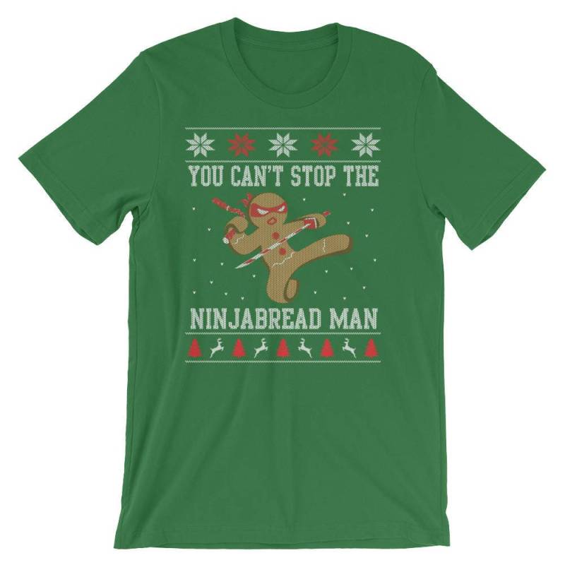 You Can't Stop The Ninjabread Man Lebkuchen Ninja Ugly Christmas Sweater Style Kurzärmeliges Unisex T-Shirt von SickofworkDesigns