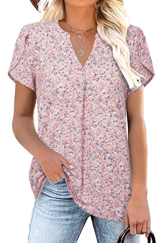 Siddhe Oberteile Damen Sommer Festlich Elegant Blusen Abendblusen V-Ausschnitt Tunika Große Größen Longbluse Kurzarm Shirt Lässig Blusen Longbluse, Grün von Siddhe