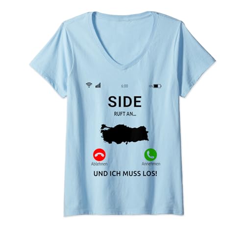 Damen Side Ruft An Design Urlaub Türkei Reise Side T-Shirt mit V-Ausschnitt Damen Side Ruft An Design Urlaub Türkei Reise Side T-Shirt mit V-Ausschnitt von Side Türkei Urlaub Mittelmeer Geschenkidee