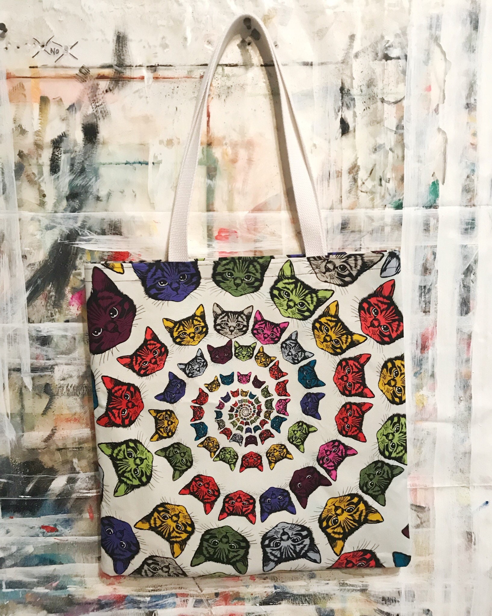 Kitty Spiral Einkaufstasche Kitty Spiral Einkaufstasche von SideStitchArt