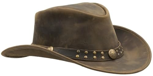Sidewinder Cowboyhut, Robustes Dschungel-Grain-Leder, Unisex, für Erwachsene, für Herren, formbar, Outback-Western-Stil, breite Krempe von Sidewinder