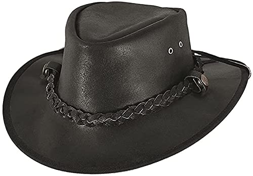 Sidewinder Leder Cowboyhut Western Hut Rindsleder Herren und Damen Western Aussie Vintage Outback Bush Old Style Hut Braun Schwarz Alle Größen von Sidewinder