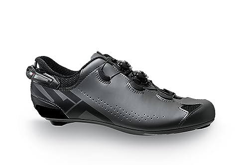 Sidi Fahrradschuhe, professionelle Rennradschuhe für Herren, Shot 2S, verstellbare Ferse, innovatives Verschlusssystem, Carbon-Boost-SRS-Sohle, Steifigkeitssohle 1, ANTHRACITE SCHWARZ, 41.5 EU von Sidi