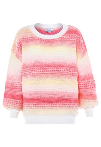 Sidona Women's Damen Gestreifter Strickpullover mit Farbverlauf Nylon Rosa Gelb Mehrfarbig Größe XL/XXL Pullover Sweater von Sidona