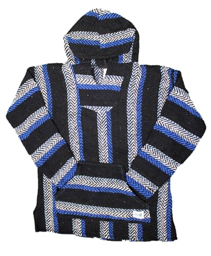 Sie7e Fibras Mexikanischer Hippie-Design-Kapuzenpullover. Handgefertigter Poncho aus 100% recycelten Materialien. Handgemachter Hoodie für Männer und Frauen. Modell Buki. Größe XL. von Sie7eFibras COBIJANDO AL PLANETA