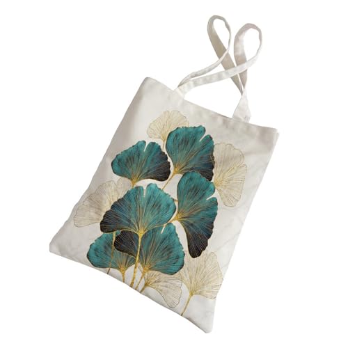 Siebe Jutebeutel 30X40 Ginkgo-Blatt Baumwolltasche Jutebeutel,Stoffbeutel Mit Zwei Langen Henkeln,Stofftasche Faltbar,Wiederverwendbare Jutebeutel von Siebe