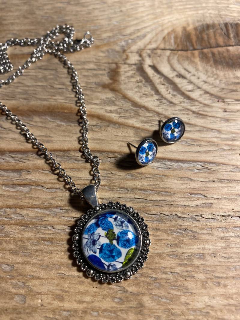3Er Set Vintage Kette Inklusive Anhänger Und 1Paar Ohrstecker/Frühling von SiebenGeisslein