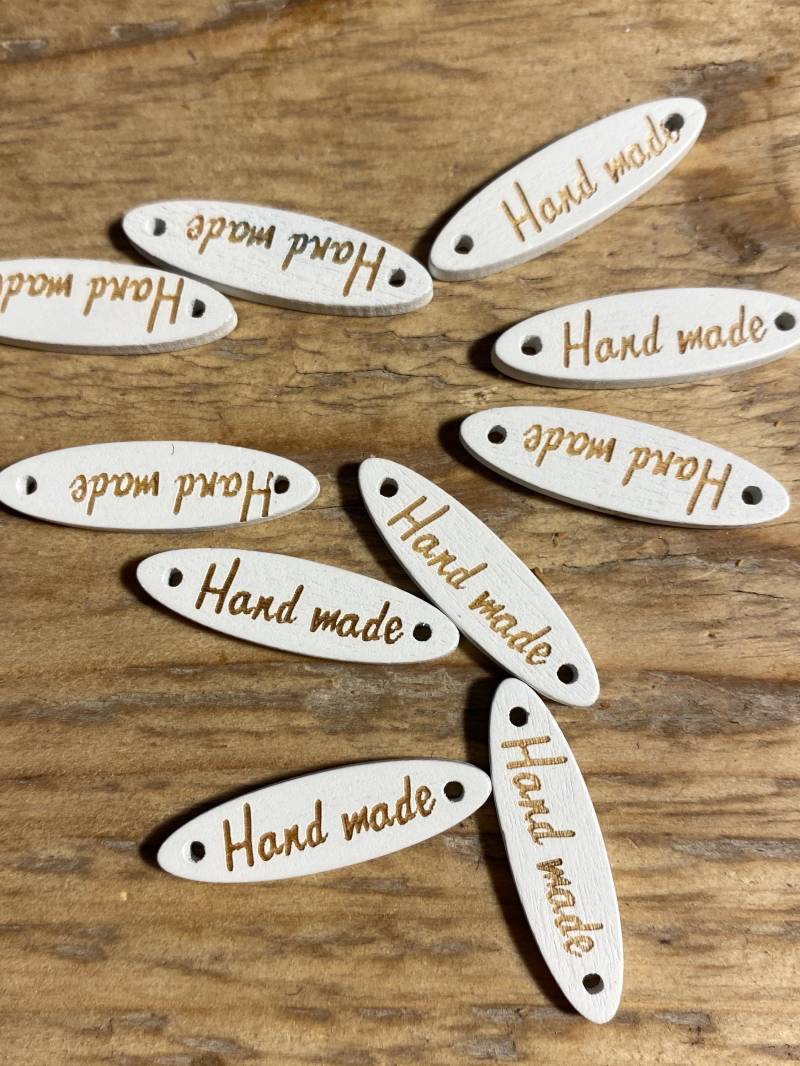 Label Handmade Etikett Schild Annäher Holzknöpfe/Bastelknöpfe Labels Etiketten Aus Holz von SiebenGeisslein