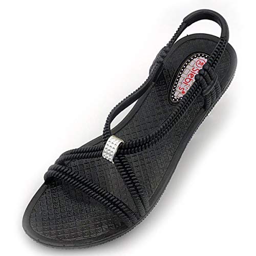 Badeschuhe Damen - Tenno - Schwimmschuhe Badesandalen Frauen, Schwarz, 37 von Siebi's