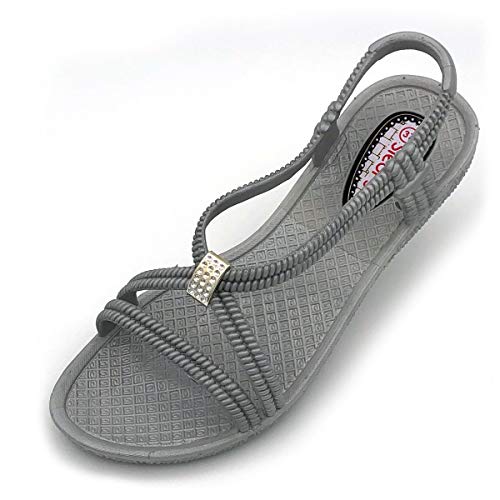 Badeschuhe Damen • Tenno • Schwimmschuhe Badesandalen Frauen • fällt klein aus • schmaler Schnitt (Grau, 41) von Siebi's