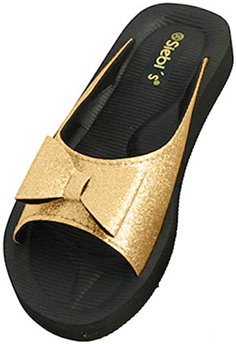 Siebi's Beach Glitter Luxus Badeschuhe Pantoletten Damen: Größe: 40 | Farbe: Gold von Siebi's