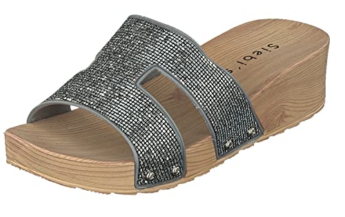 Siebi's Como Luxus Badeschuhe Strandschuhe Pantoletten Damen: Größe: 36 | Farbe: Silber von Siebi's