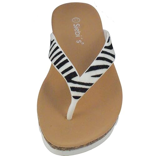 Siebi's Damen Luxus Strandschuhe Kenia Flip Zehengreifer: Größe: 40 | Farbe: Zebra von Siebi's