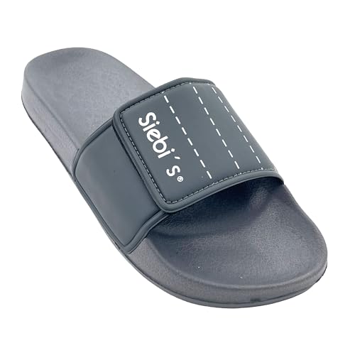 Siebi's Badeschuh Herren - Henry - Slipper mit Klettverschluss, Grau, 42 von Siebi's
