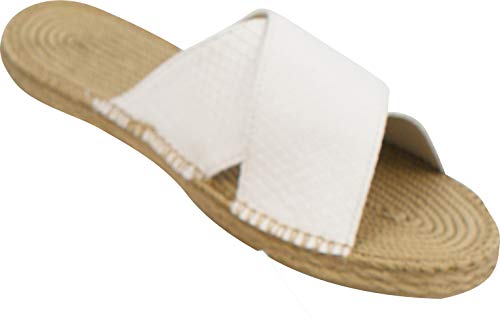 Siebi's Matera Strand-und Badeschuh Pantolette in Bastoptik für Damen und Extra Leicht: Größe: 40 | Farbe: Weiss von Siebi's