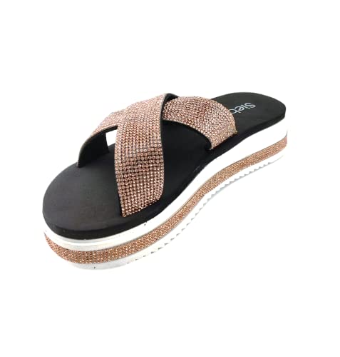 Siebi's Nizza Modische Strandschuhe Badeschuhe Pantoletten mit Plateau Damen: Farbe: Rose | Größe: 38 von Siebi's