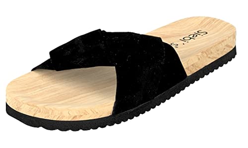 Siebi's PANAREA Strand-und Badeschuhe die Pantolette für Damen und Extra Leicht: Größe: 40 | Farbe: Schwarz-Samt von Siebi's