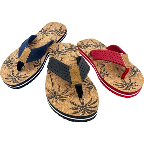 Siebi`s Surfer Zehentrenner Herren - Modische Flips Herrensandale aus Kork und EVA Material für Strand-Urlaub-Freizeit-Wellness: Größe: 45/46 | Farbe: Grau von Siebi's