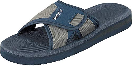 Siebi's Toni Badeschuhe Sauna Komfort Wellness Pantoletten Duschschuhe Klettverschluß Herren: Größe: 45 EU | Farbe: Navy von Siebi's