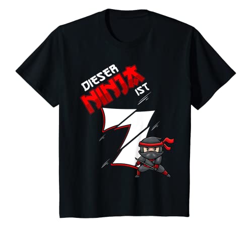 Kinder Siebter Geburtstag Junge 7 Jahre Alt Siebenjähriger Ninja T-Shirt von Siebter Geburtstag 7 Jahre Alt Geschenk