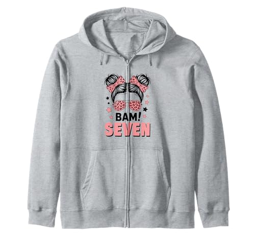 7. Geburtstag Mädchen Messy Bun Bäm! Sieben Jahre Alt Kapuzenjacke von Siebter Geburtstag & 7. Geburtstag Design