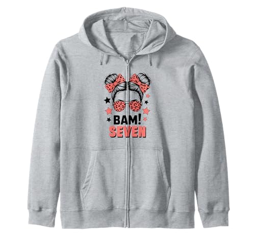 7. Geburtstag Mädchen Messy Bun Bäm! Sieben Jahre Alt Kapuzenjacke von Siebter Geburtstag & 7. Geburtstag Design