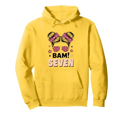 7. Geburtstag Mädchen Messy Bun Bäm! Sieben Jahre Alt Pullover Hoodie von Siebter Geburtstag & 7. Geburtstag Design