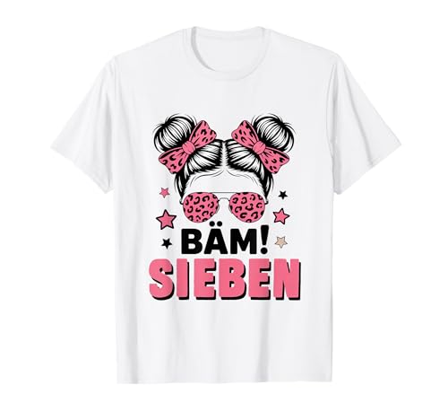 7. Geburtstag Mädchen Messy Bun Bäm! Sieben Jahre Alt T-Shirt von Siebter Geburtstag & 7. Geburtstag Design