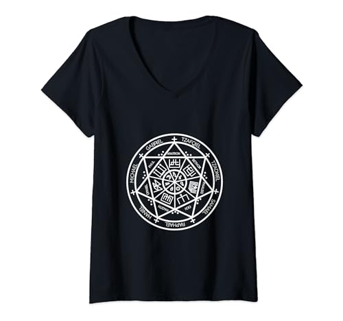 Damen Seal Of The Seven Archangels - Siegel Der Sieben Erzengel T-Shirt mit V-Ausschnitt von Siegel Der Sieben Erzengel - 7 Erzengel Merch