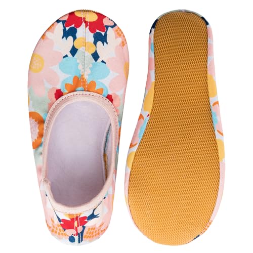 Siegertreppchen Gymnastikschuhe Stoff (Größe 36) Blumen Turnschläppchen für Mädchen & Jungen - Ballettschuhe atmungsaktiv & rutschfest – Schläppchen – Ballerinas von Siegertreppchen