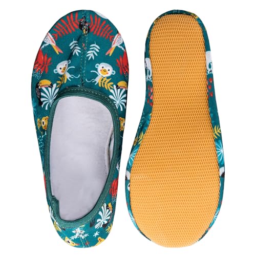 Siegertreppchen Gymnastikschuhe Stoff (Größe 34) Dschungel Turnschläppchen für Mädchen & Jungen - Ballettschuhe atmungsaktiv & rutschfest – Schläppchen – Ballerinas von Siegertreppchen