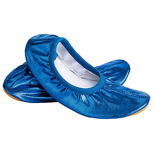 Siegertreppchen® Turnschläppchen Glitzer (Größe 24) Blau, Gymnastikschuhe für Mädchen & Jungen - Ballettschuhe atmungsaktiv & rutschfest von Siegertreppchen