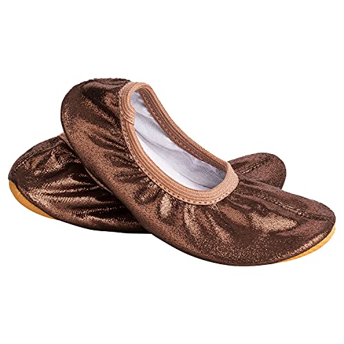 Siegertreppchen Gymnastikschuhe Glitzer Bronze (Größe 24) Turnschläppchen für Mädchen & Jungen - Atmungsaktive & rutschfeste Ballettschuhe – Ballerinas von Siegertreppchen