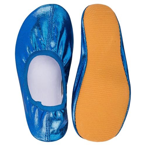 Siegertreppchen Gymnastikschuhe Glitzer Blau (Größe 29) Turnschläppchen für Mädchen & Jungen - Atmungsaktive & rutschfeste Ballettschuhe – Ballerinas von Siegertreppchen