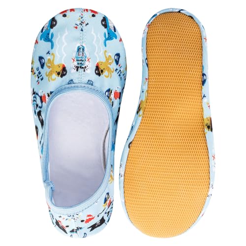 Siegertreppchen Gymnastikschuhe Stoff (Größe 31) Piraten Turnschläppchen für Mädchen & Jungen - Ballettschuhe atmungsaktiv & rutschfest – Schläppchen – Ballerinas von Siegertreppchen