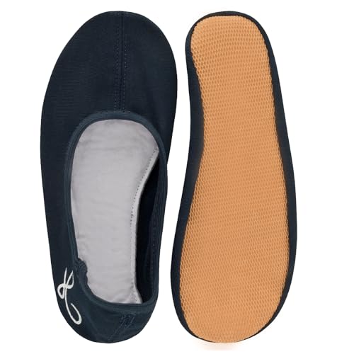 Siegertreppchen Gymnastikschuhe Stoff (Größe 35) Blau Turnschläppchen für Mädchen & Jungen - Ballettschuhe atmungsaktiv & rutschfest – Schläppchen – Ballerinas von Siegertreppchen
